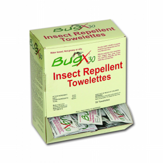 BUGX30 Insect Repellent Wipes (30% DEET, 50-Pack)